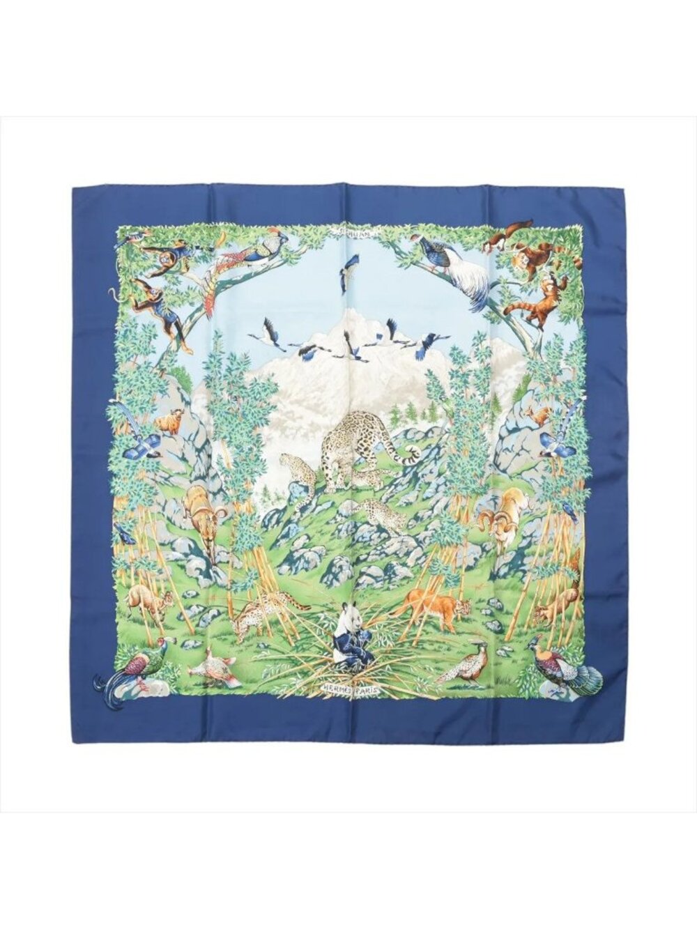 Hermes Carre 90 Sichuan Panda Scarf Silk 100% C Mark Shawl